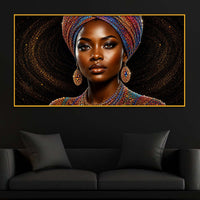 Graceful African Woman Floating Frame Crystal Wall Painting
