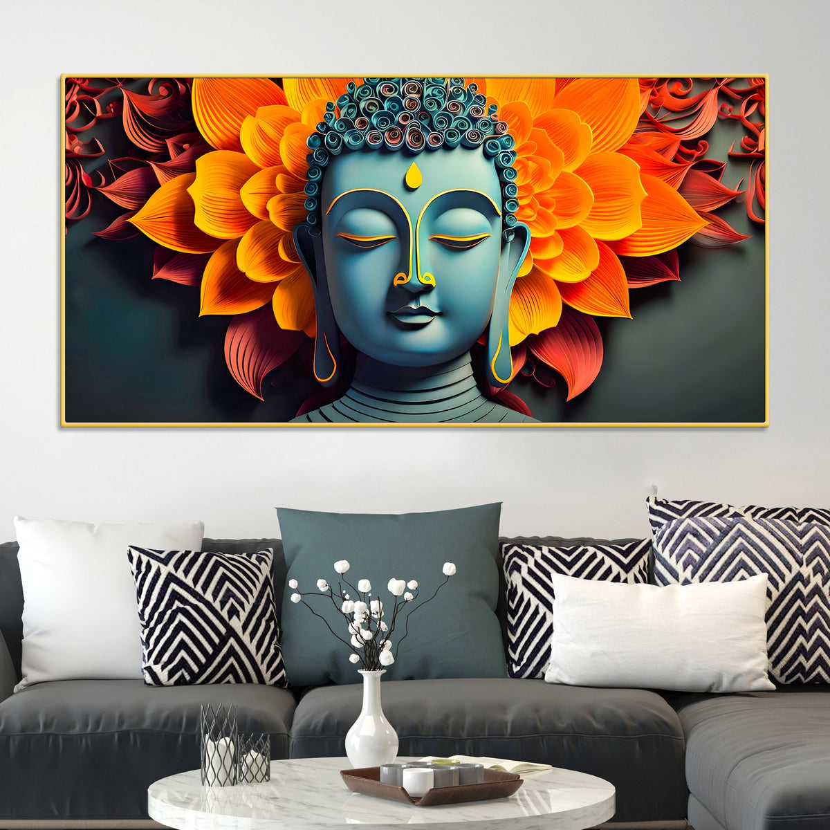 Graceful Buddha Wall Painting for Calm Living Spaces
