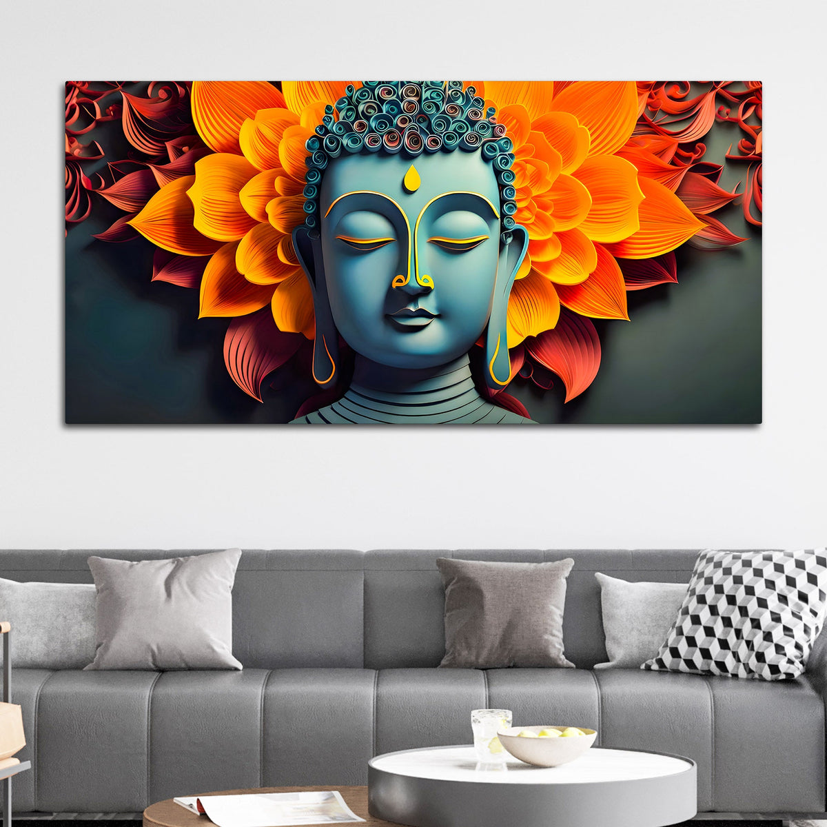 Graceful Buddha Wall Painting for Calm Living Spaces