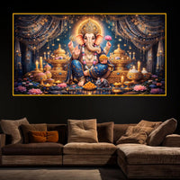 Grand Ganpati Crystal Glass Wall Painting for Home Decor