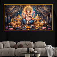 Grand Ganpati Crystal Glass Wall Painting for Home Decor