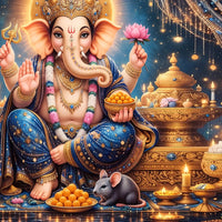 Grand Ganpati Crystal Glass Wall Painting for Home Decor
