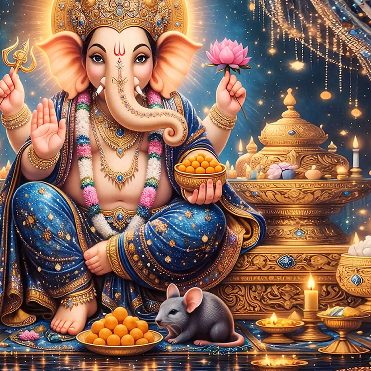 Grand Ganpati Crystal Glass Wall Painting for Home Decor