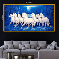 Grand White Horses Crystal Glass Wall Painting