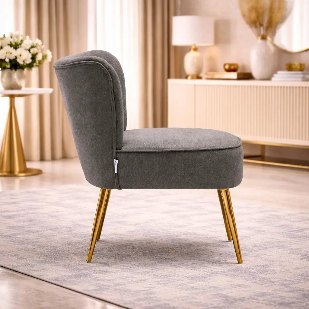 Grey Deep Cushioning Classic Velvet Accent Chair