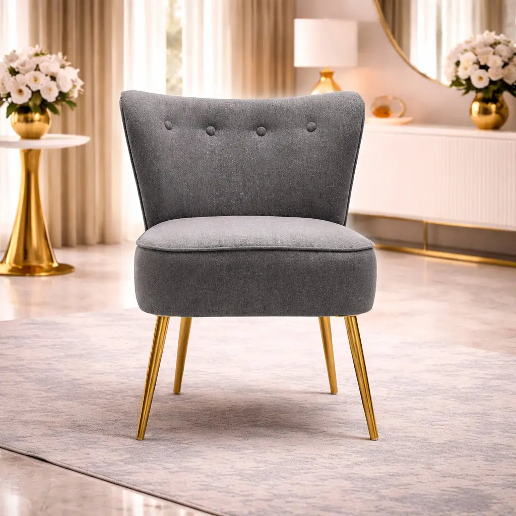 Grey Deep Cushioning Classic Velvet Accent Chair