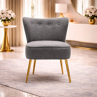 Grey Deep Cushioning Classic Velvet Accent Chair