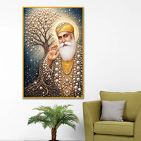 Guru Nanak Dev Ji Floating Frame Crystal Wall Painting