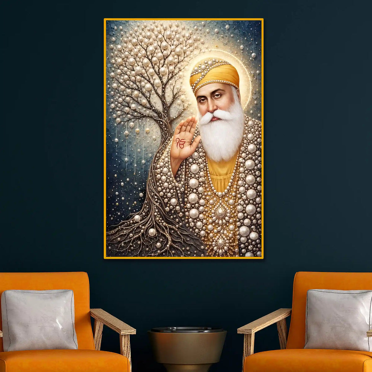 Guru Nanak Dev Ji Floating Frame Crystal Wall Painting