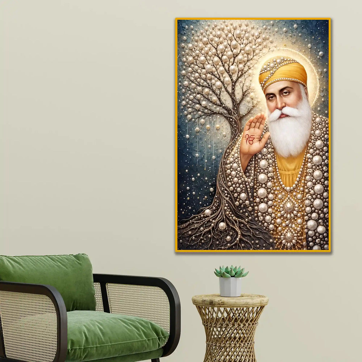 Guru Nanak Dev Ji Floating Frame Crystal Wall Painting