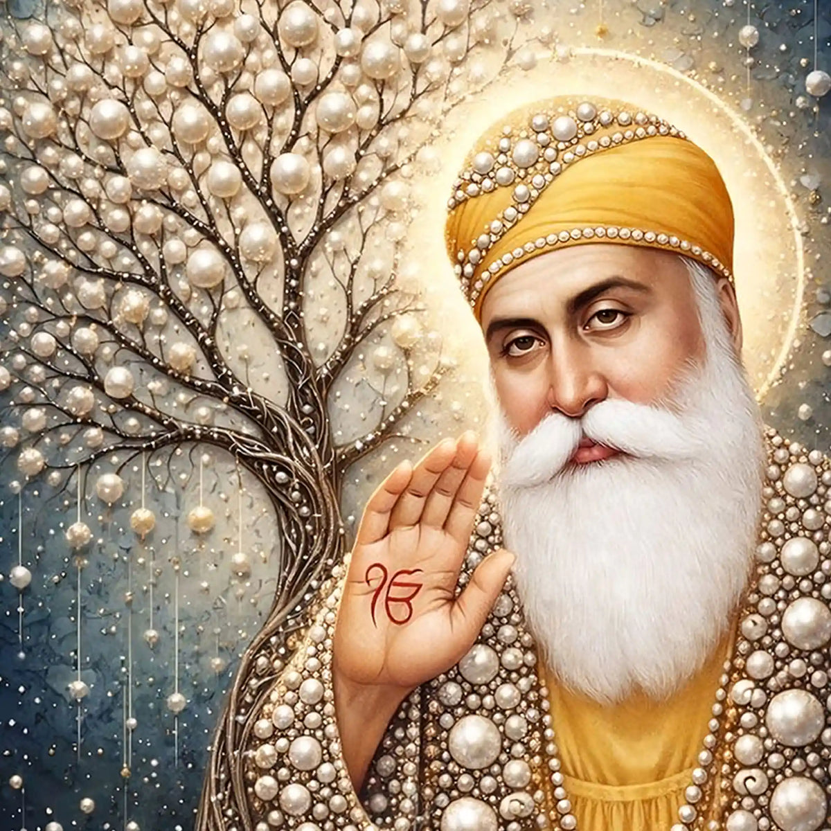 Guru Nanak Dev Ji Floating Frame Crystal Wall Painting