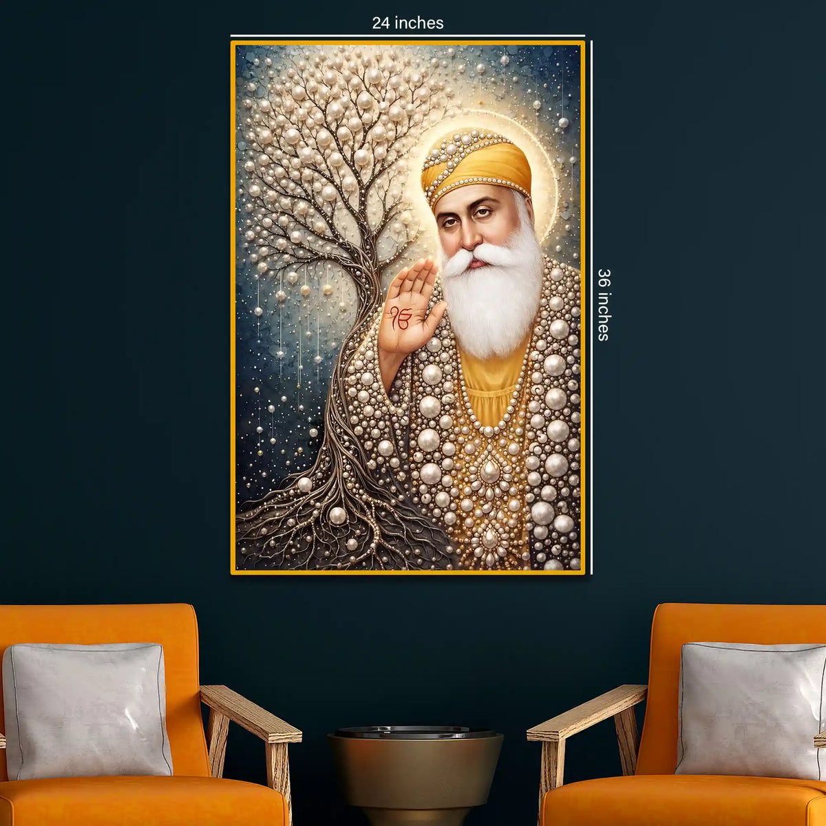 Guru Nanak Dev Ji Floating Frame Crystal Wall Painting