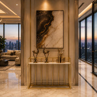 Hallway Rectangular White Marble Console Table