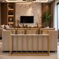 Hallway Rectangular White Marble Console Table