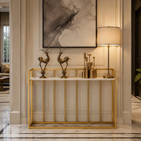 Hallway Rectangular White Marble Console Table