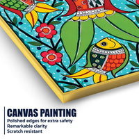 Handcrafted Style Fish Canvas Painting | Traditional Indian Wall Painting