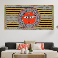 Handcrafted Style Indian Sun Face Canvas Wall Décor Painting