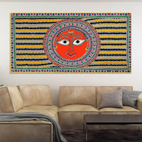 Handcrafted Style Indian Sun Face Canvas Wall Décor Painting