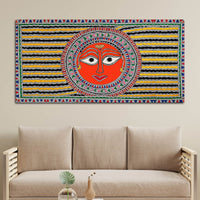 Handcrafted Style Indian Sun Face Canvas Wall Décor Painting