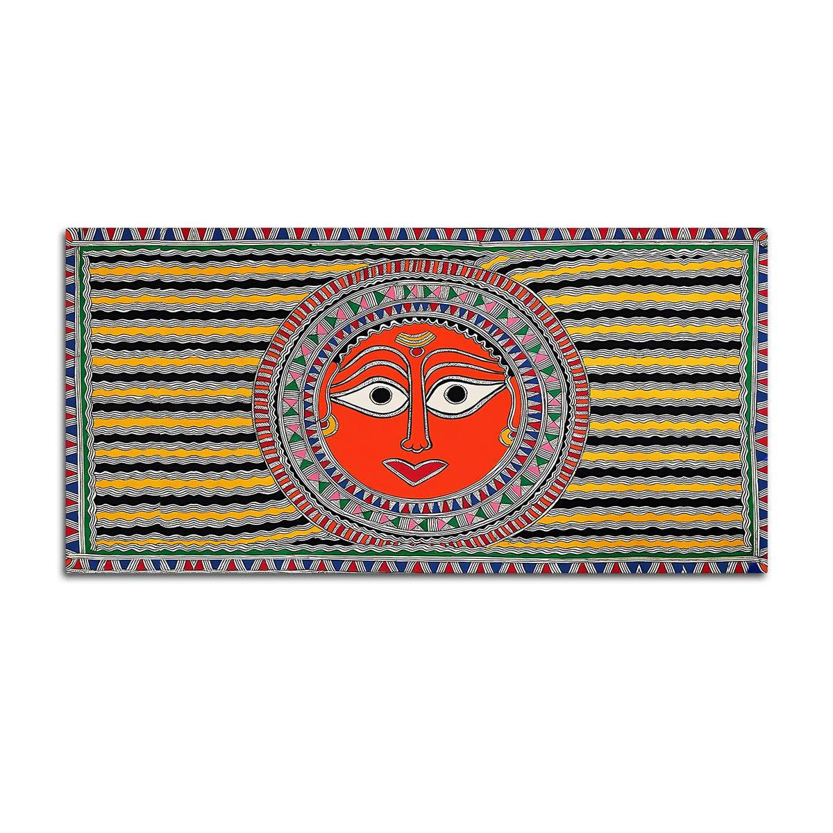 Handcrafted Style Indian Sun Face Canvas Wall Décor Painting