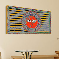 Handcrafted Style Indian Sun Face Canvas Wall Décor Painting