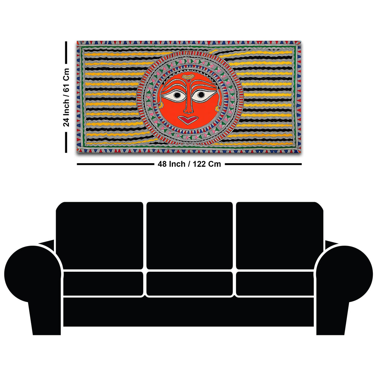 Handcrafted Style Indian Sun Face Canvas Wall Décor Painting