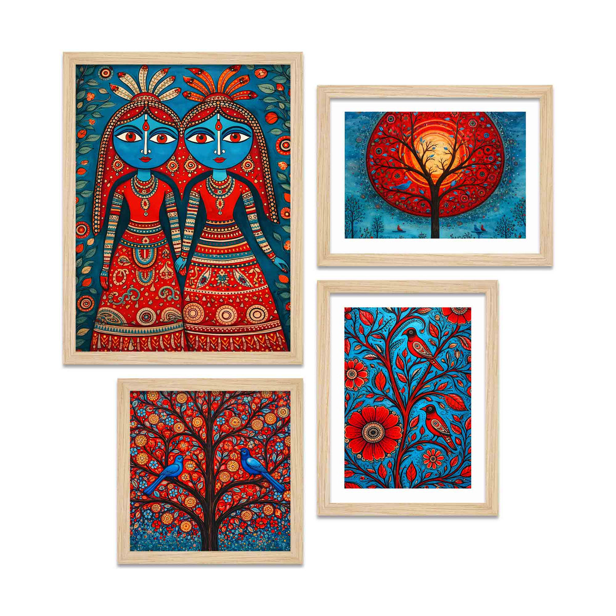 Handcrafted Style Indian Wall Frame Set of Four
