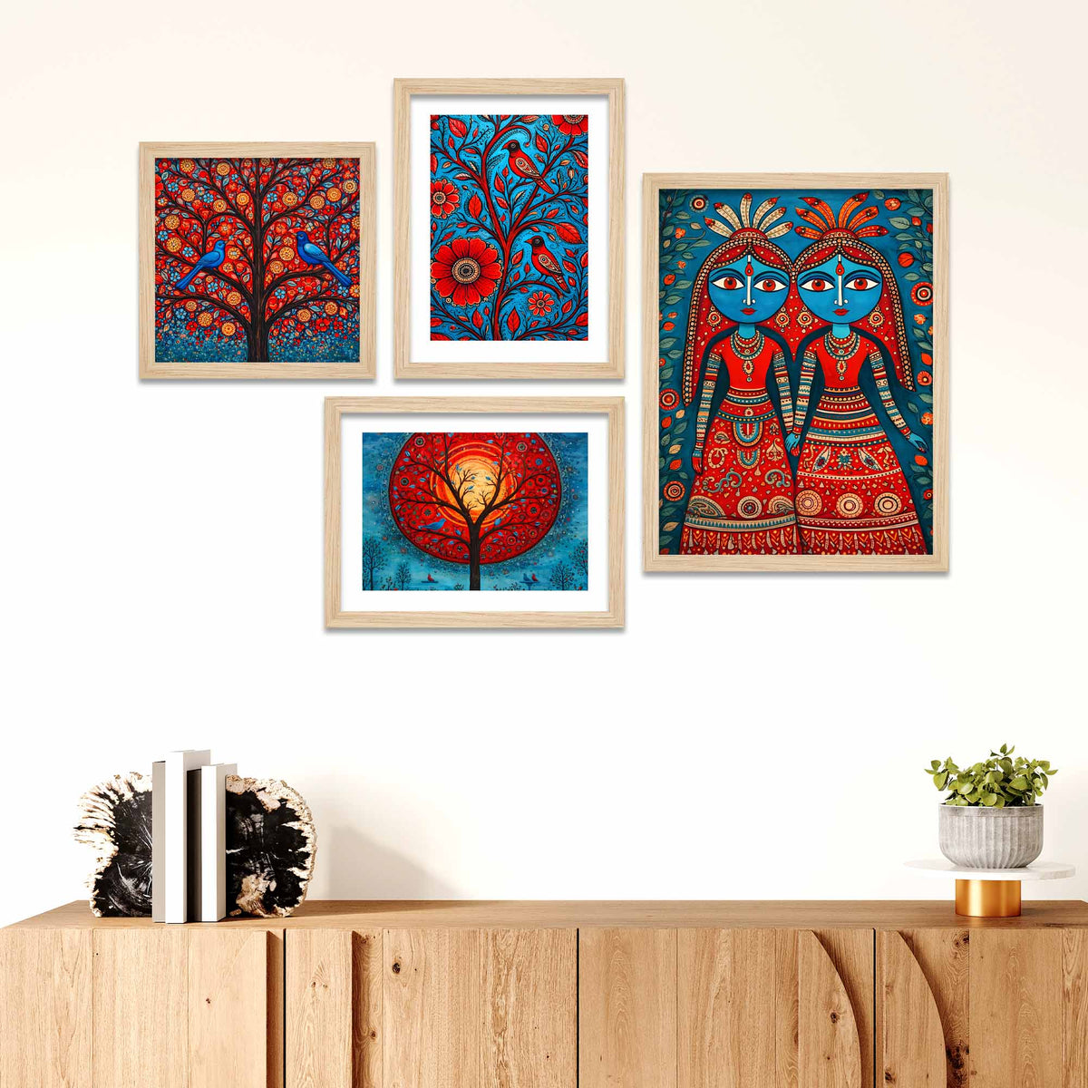 Handcrafted Style Indian Wall Frame Set of Four