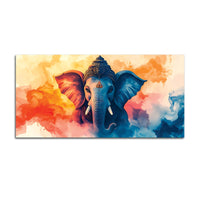 Handcrafted Style Lord Shri Ganpati Bappa Canvas Wall Painting for Home & Office Decoration – Modern Spiritual Wall Decor