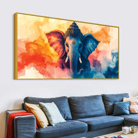Handcrafted Style Lord Shri Ganpati Bappa Canvas Wall Painting for Home & Office Decoration – Modern Spiritual Wall Decor