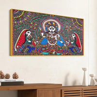 Handcrafted Style Madhubani Ganpati Canvas Wall Painting