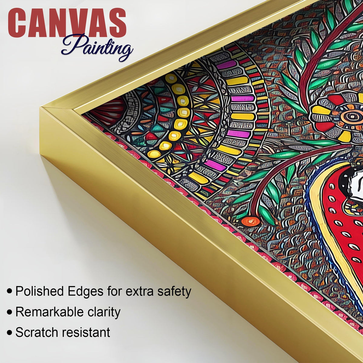 Handcrafted Style Madhubani Ganpati Canvas Wall Painting