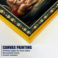 Hanuman Worship Shiva Floral Border Vertical Wall Painting