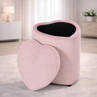 Heart Shaped Storage Velvet Fabric Padded Makeup Stool