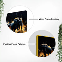Herd of Elephants Running Through The Water Canvas Wall Painting