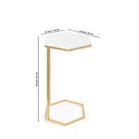 Hexagon Shape Marble Top Golden Stand Side Table