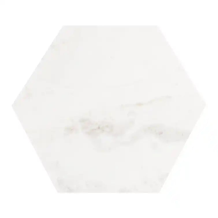 Hexagon Shape Marble Top Silver Stand Side Table