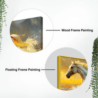High Speed White Stallion Abstract Canvas Wall Painting