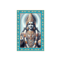 Hindu Deity Vishnu Floral Border Vertical Wall Painting