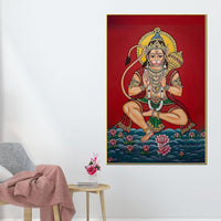 Hindu God Hanuman Ji Blessing Pose Canvas Painting