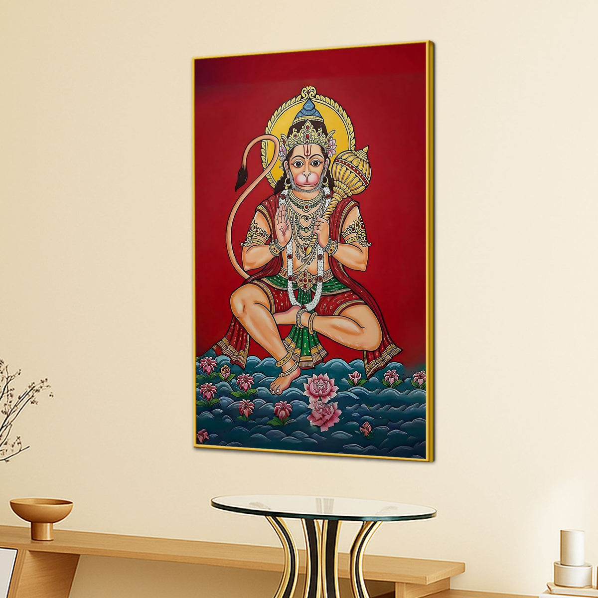 Hindu God Hanuman Ji Blessing Pose Canvas Painting