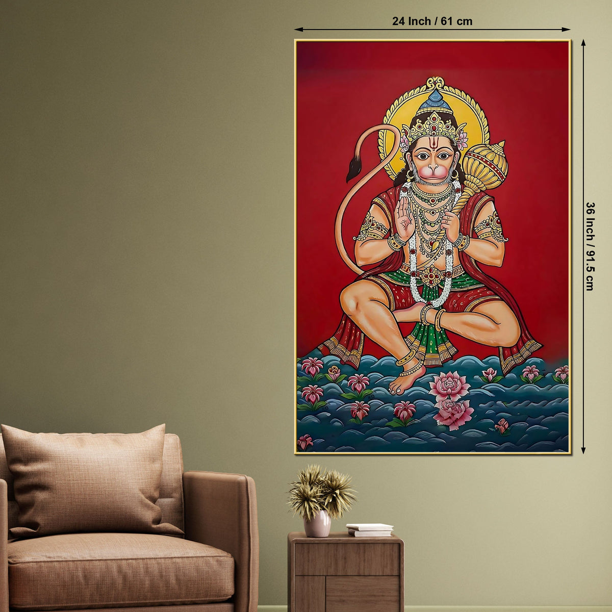 Hindu God Hanuman Ji Blessing Pose Canvas Painting