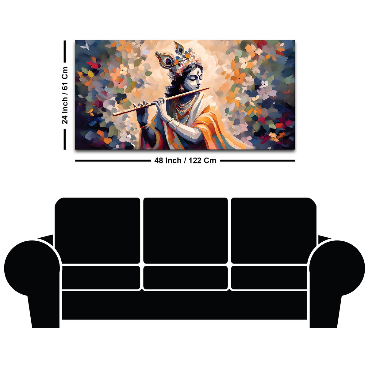 Hindu God Krishna Artistic Painting for Wall Decoration