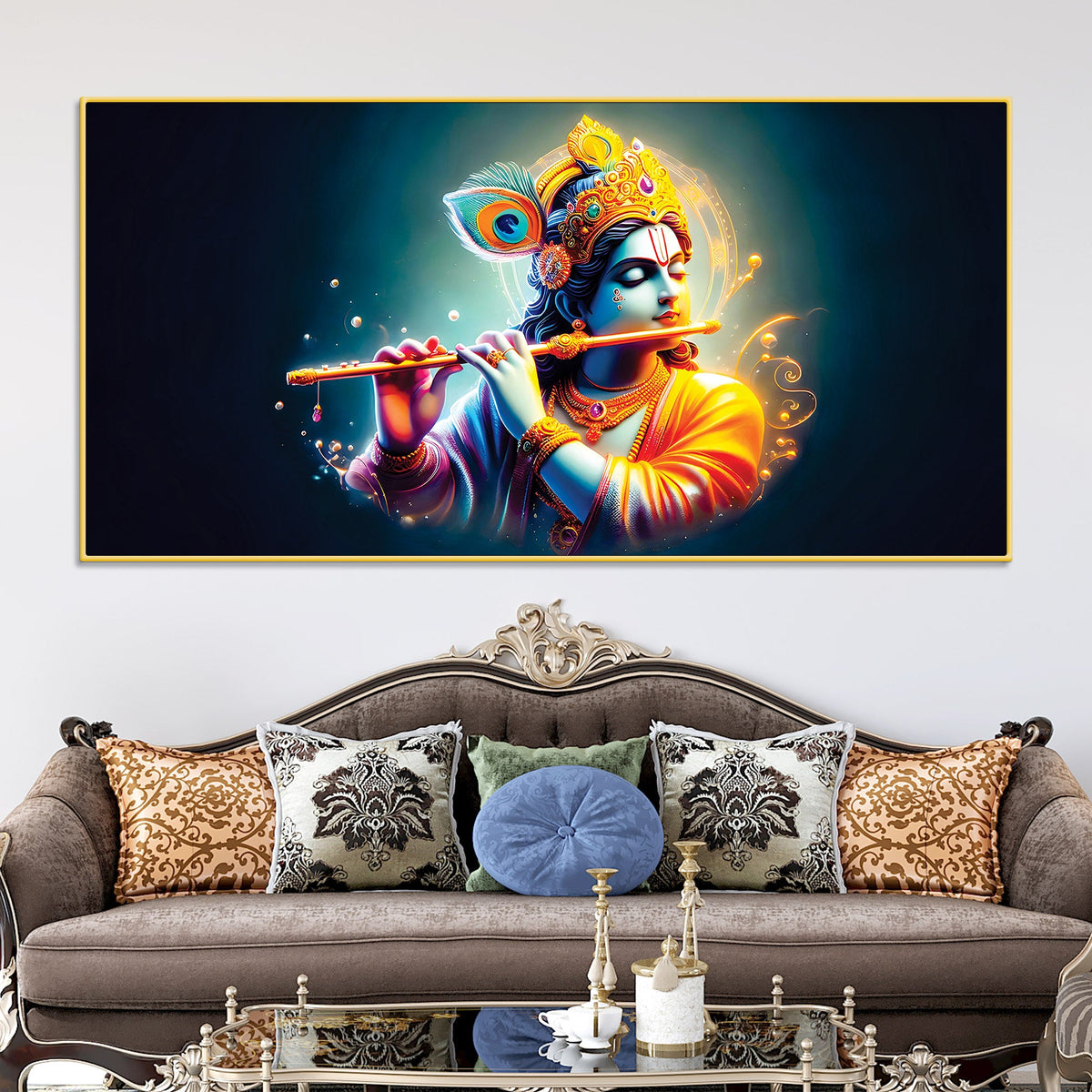 Hindu God Lord Krishna Painting for Wall Decoration
