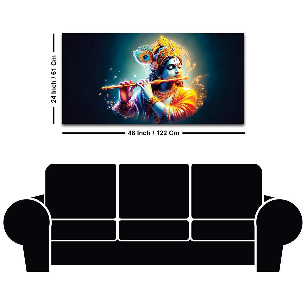 Hindu God Lord Krishna Painting for Wall Decoration