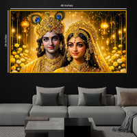 Hindu God Radha Krishna Crystal Glass Painting for Rich Luxury Décor