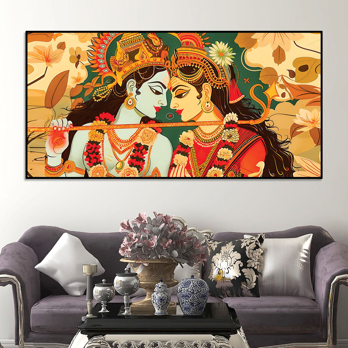 Hindu God Radha Krishna Painting for Elegant Home Decoration
