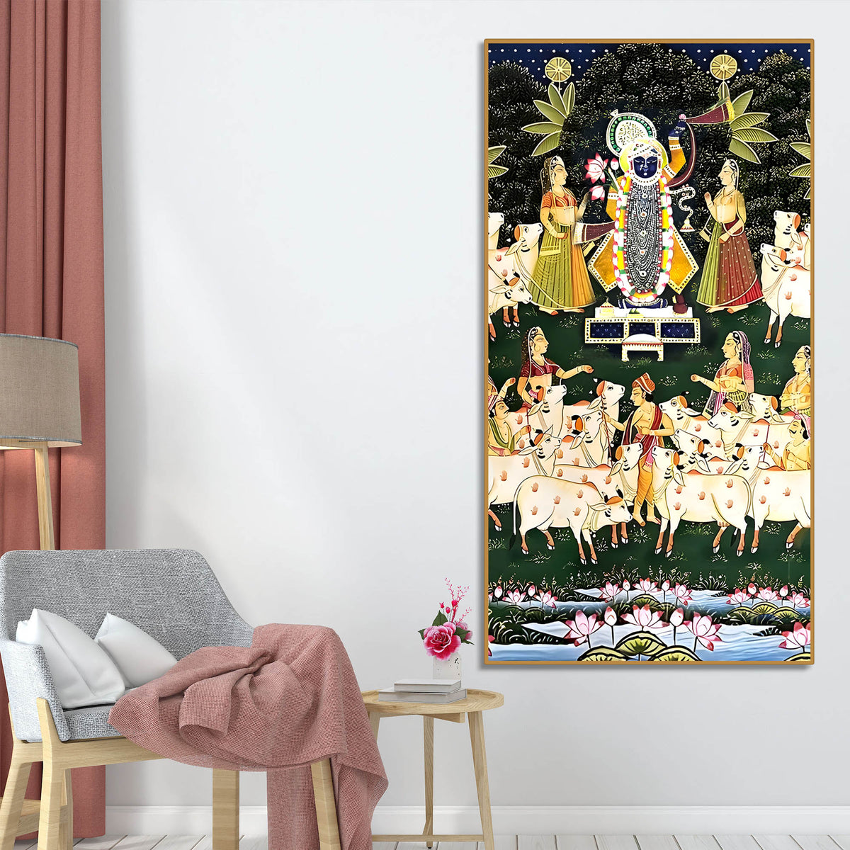 Hindu God Shreenathji Canvas Wall Painting | Classic Pichwai Art