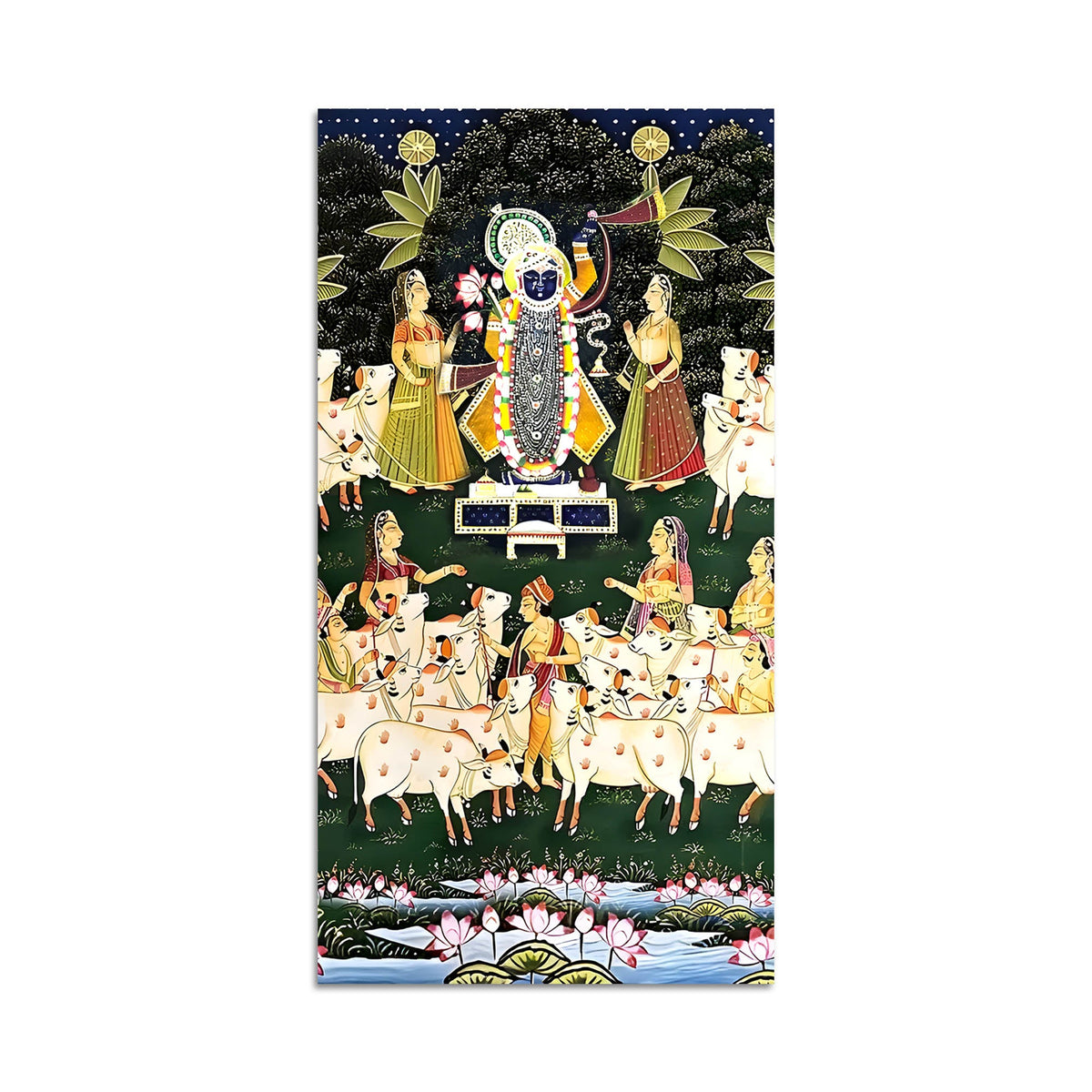 Hindu God Shreenathji Canvas Wall Painting | Classic Pichwai Art