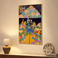 Hindu Lord Krishna Raas Scene Canvas Painting for Living Room Wall